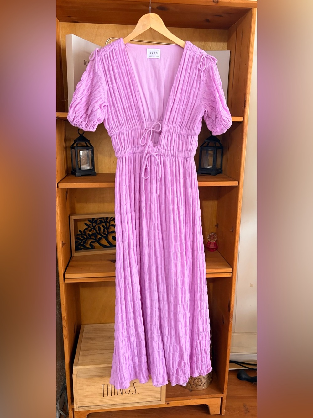 SABO Lilac Textured Cottage Maxi Dress Size S Vacation Romance - Picture 3 of 8